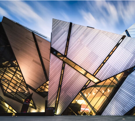 Modern museum roof at night