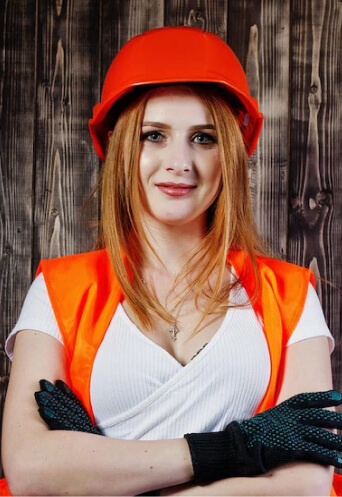 young female roofer