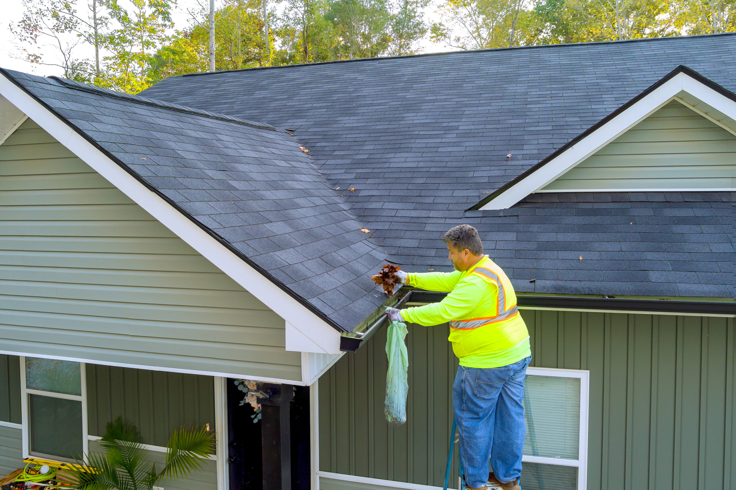Homeowner checking roof